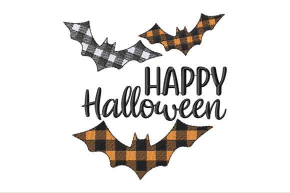 Happy Halloween with Plaid Bats Embroidery Review